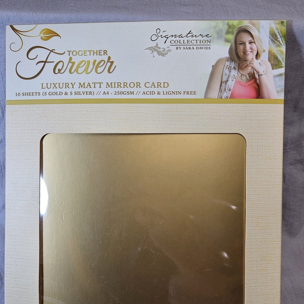 CRAFTERS COMPANION LUXURY MIRROR CARD SARA DAVIES SIGNATURE COLLECT. GOLD SILVER - Picture 3 of 6